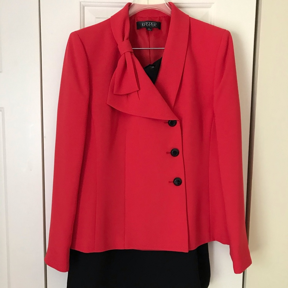 Kasper Black and Coral Suit EUC
